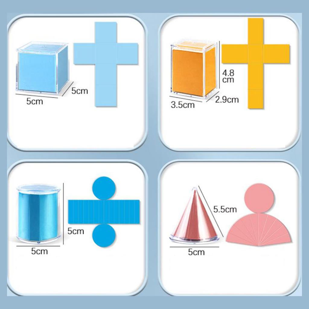 12 Stück 3D Geometrische Körper Geometrie Formerkennung Wiederverwendbar Tragbar Praktische Lernspielzeuge Schulbedarf für Jungen und Mädchen