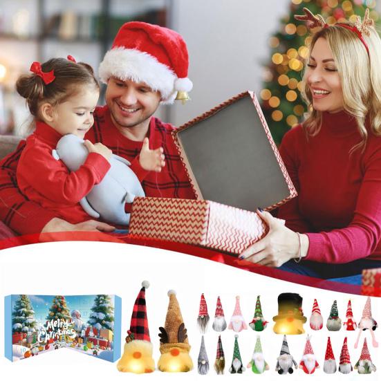Gnome Advent Calendars 2025 24 Days Christmas Countdown Calendar with 24 Collectible Figures Light-Up Gnome Ornaments for Home Decor