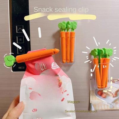 Neue Karottenbeutel-Clips für die Frische von Lebensmitteln, den Schutz von Snacks und als Feuchtigkeitsschutz mit Magnetverschluss, 5er-Pack