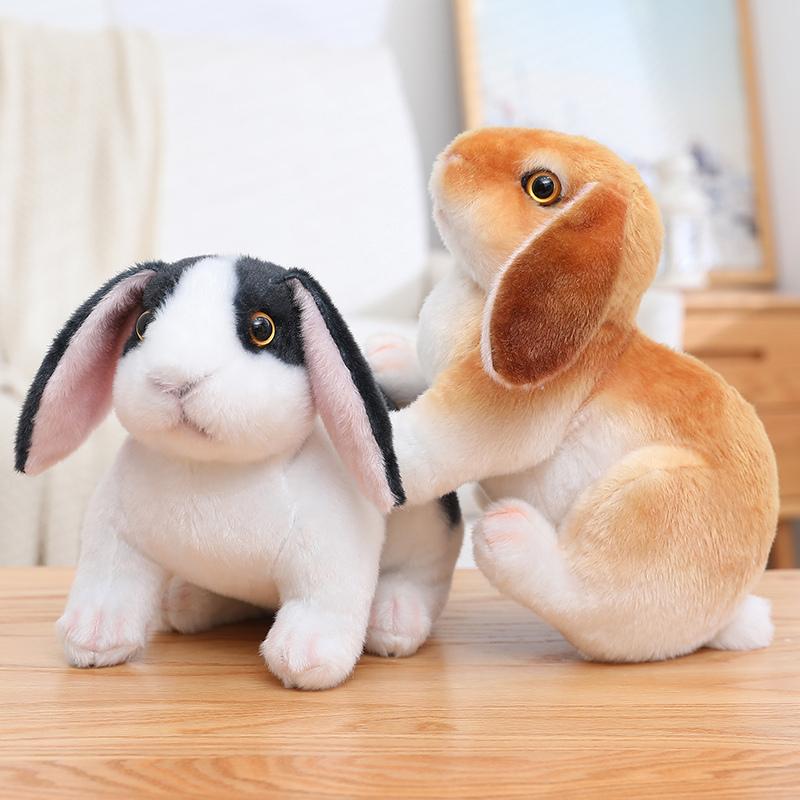 Kawaii Simulation Long Ears Rabbit Plush Doll Lifelike Animal Realistic Toy Model Room Decor Boys Birthday Gift