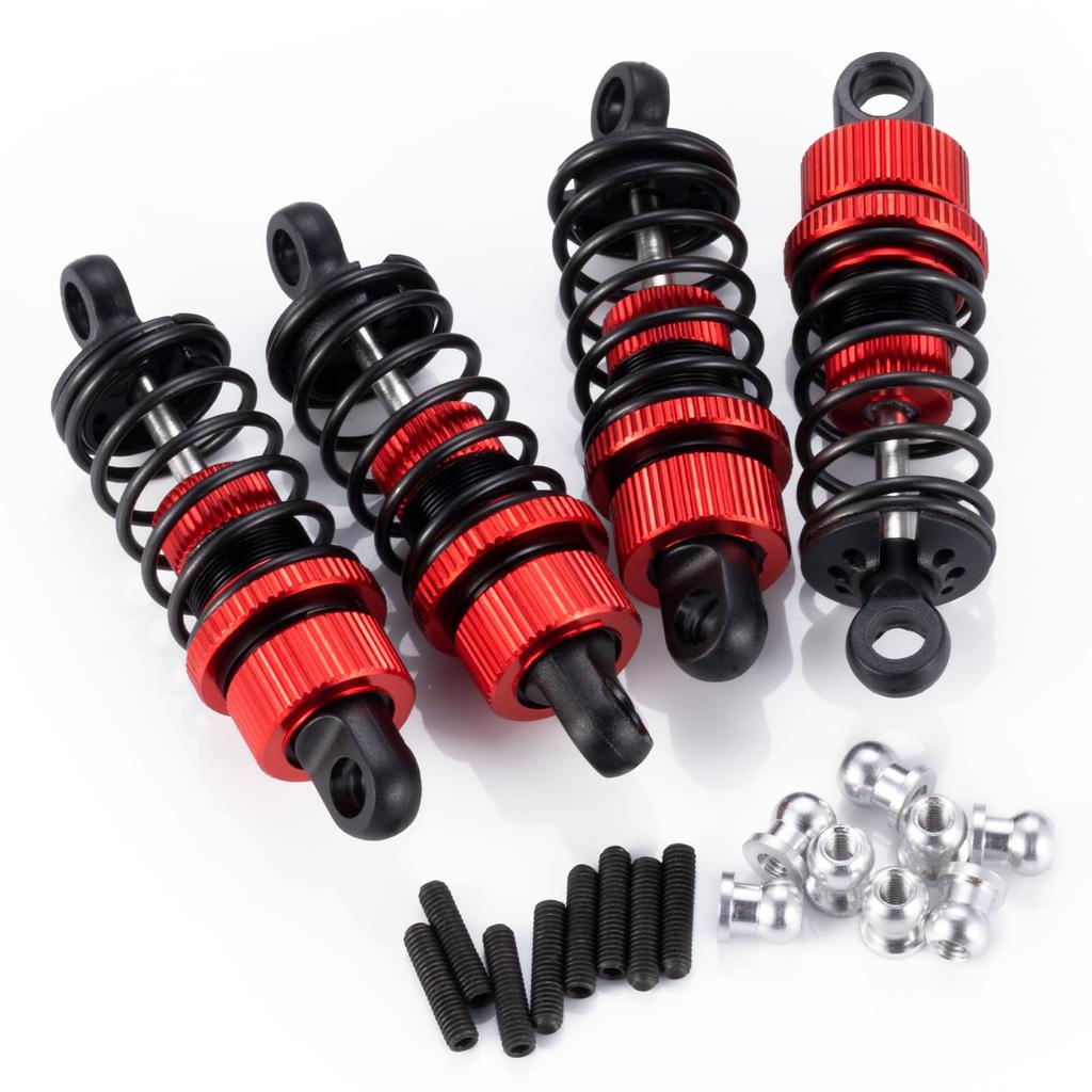 TRZX 4pcs RC Shock Absorbers, Front and Rear Shock Absorbers, 55mm and 62mm, Upgrade Parts for Tamiya TT02 1/10 RC Drift Car (55mm Red)