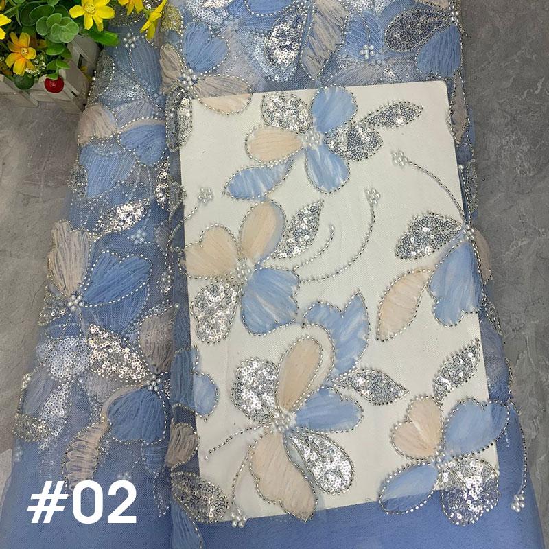 1 Yard Luxury Mesh Bead Tube Sequin Embroidery Fabric African Nigerian Tulle Fabric Diy Bridal Wedding Stage Evening Party Dress