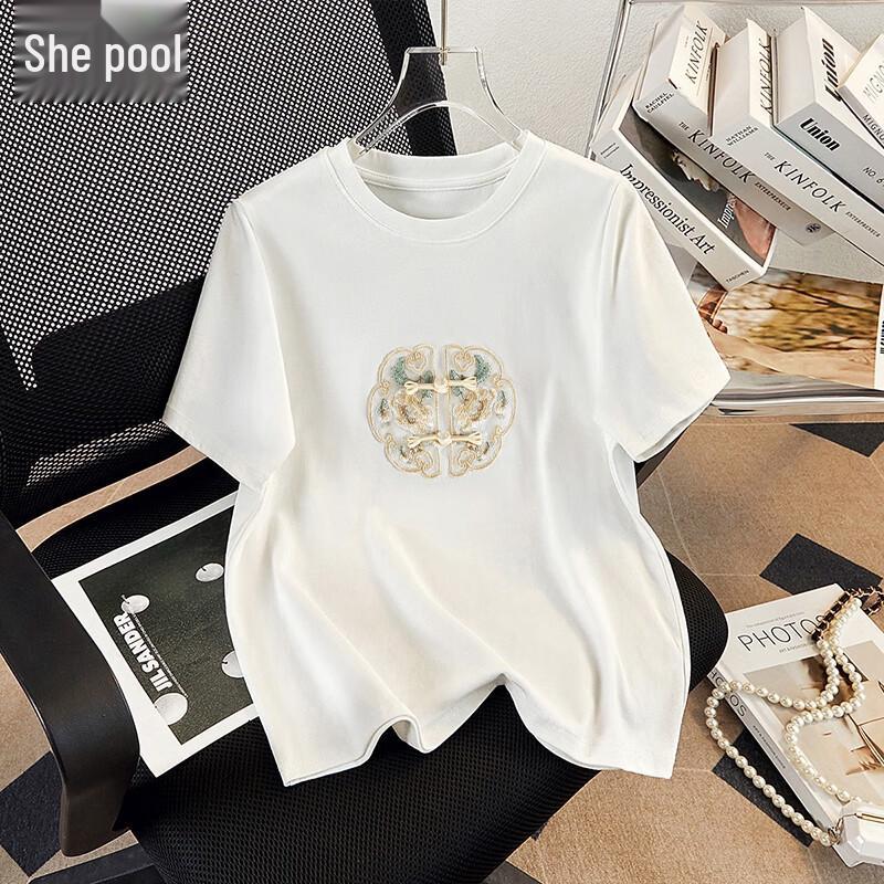 Shechi Women s Embroidered Slim Fit T-Shirt L