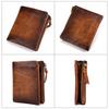 Vintage Men's Wallet Genuine Leather Retro Top Layer Cowhide Wallet for Men Vertical Wallet with 2 Zipper Pockets