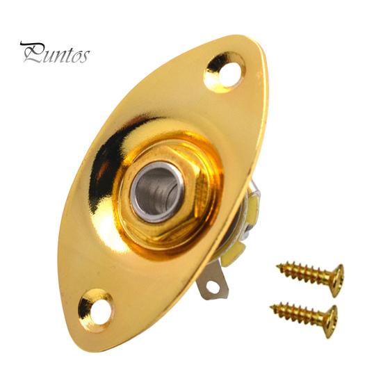 

1/4 Овальний вхідний гніздо для електрогітари Металева вихідна панель гнізда з гвинтами Еліптичне гніздо вхідного гнізда котяче око для електрогітари, бас-гітари золотистий