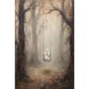 Halloween Ghost Poster Cute Ghost Forest Canvas Printing Poster Wall Art Festival Decoration Painting for Home Living Room Decor