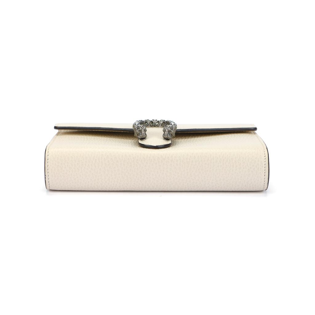Gucci Dionysus Tiger Head Buckle Chain Leather Wallet Messenger Bag Mini Female White