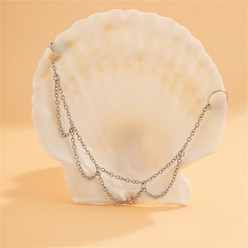 Bohême Punk Sexy femmes gland chaîne boucles d'oreilles faux Piercing pince-nez