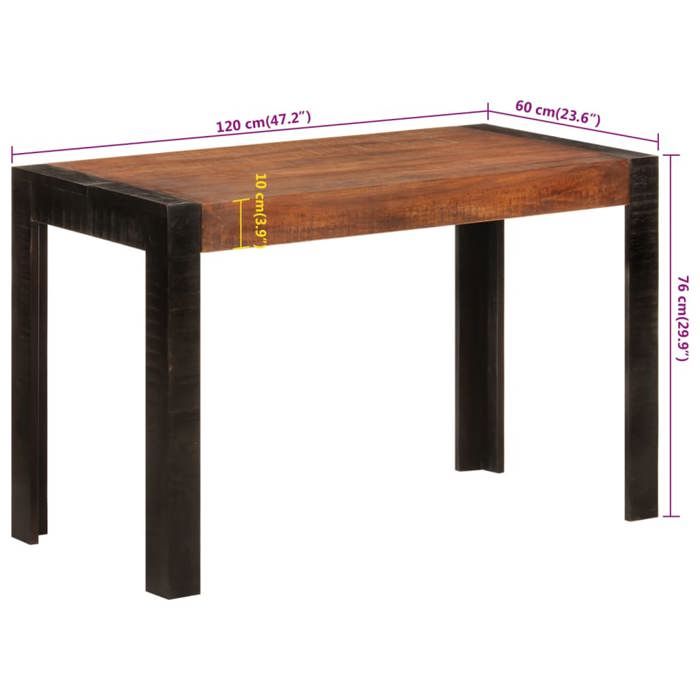 VidaXL Table à dîner marron miel 120x60x76 cm bois de manguier massif, table de salle à manger, table de comptoir, table en 356292