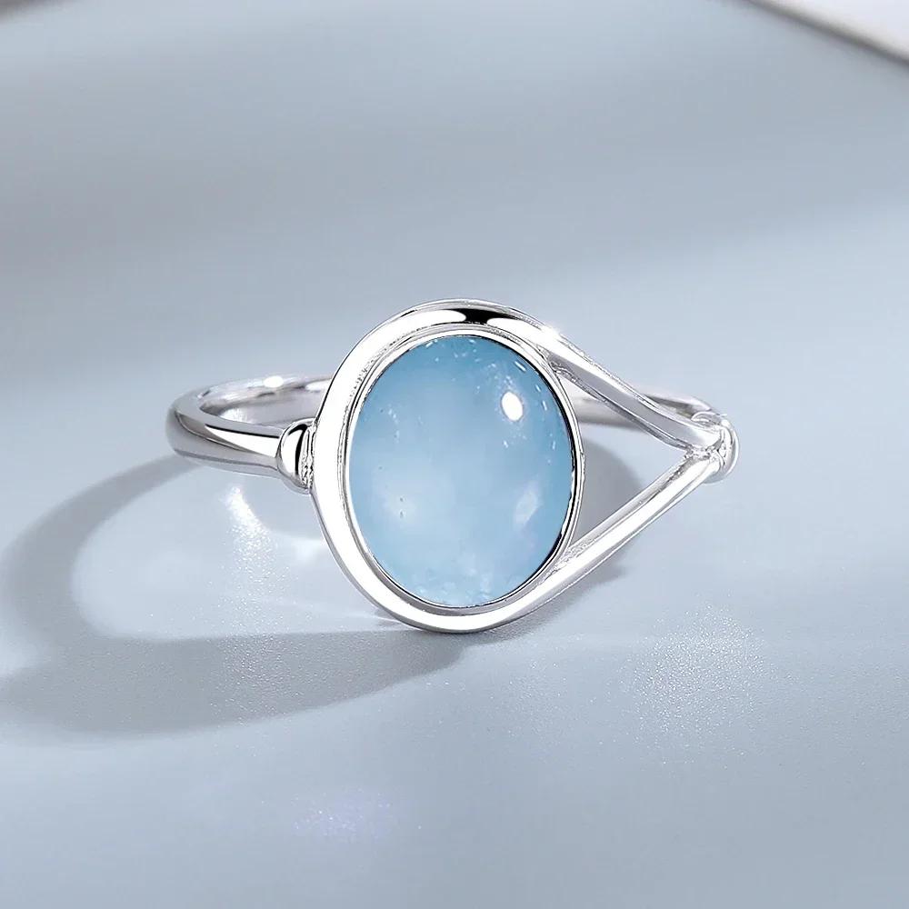 Sterling Silver Ring With Natural 10*14mm Moonstone Rings Oval Large Stone Vintage Fine Jewelry for Women Men
