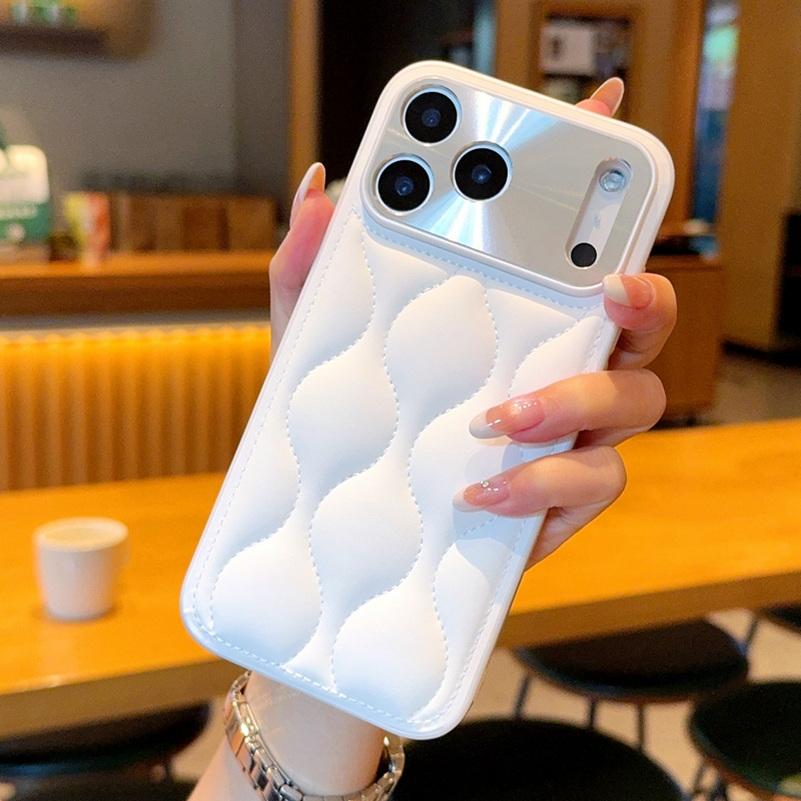 Small Fragrance Leather Grain Lens Full coverage Protection Case For iPhone 17 Pro Max 17 pro Air 16e 16 Pro 15 14 Pro Max Cover