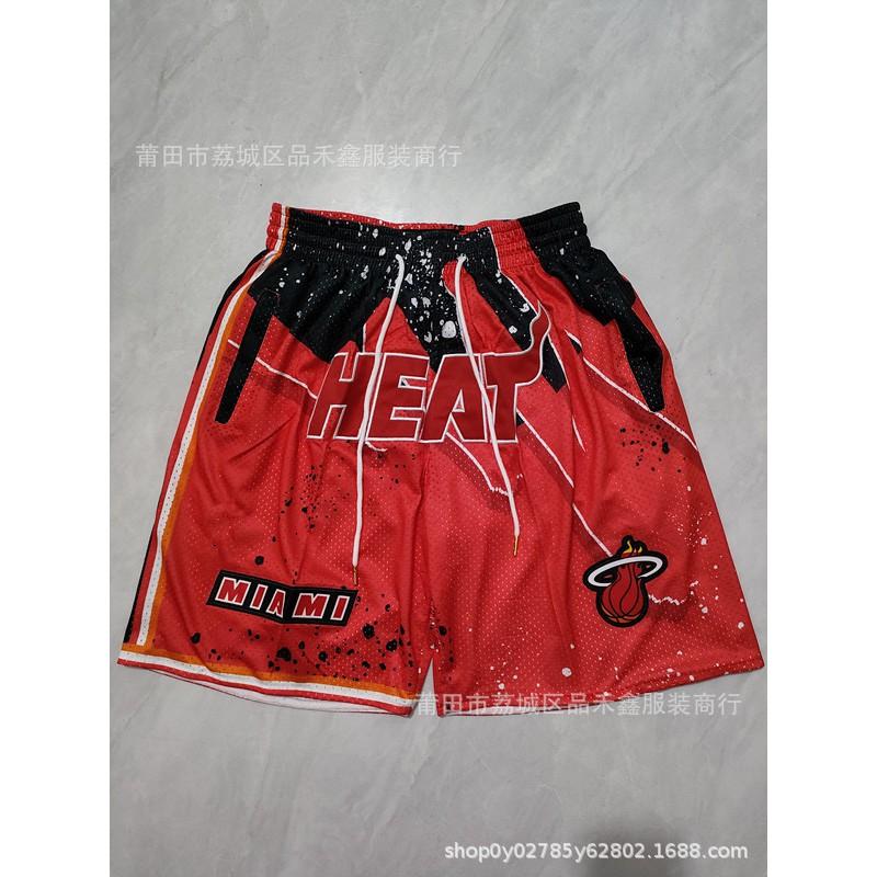 Miami Heat Basketball Shorts Men City White Black Rainbow Print Performance Sportswear Cotton Athletic Pants