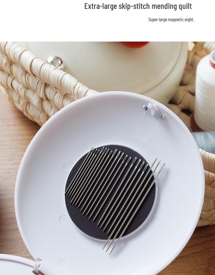 Magnetic Needle and Thread Box: Household Sewing Kit with Press-to-Open Design