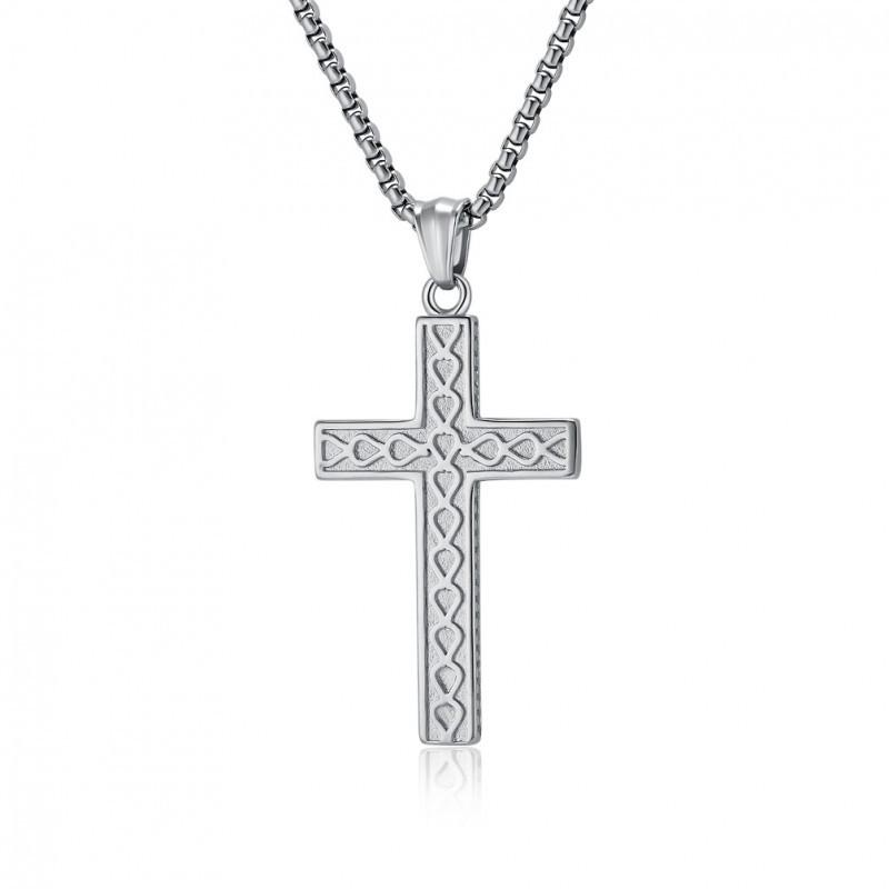 Hot Selling Retro Cross Stainless Steel Pendant In Europe America Trendy Men s Domineering Punk Hip-hop Street Sweater Chain Necklace