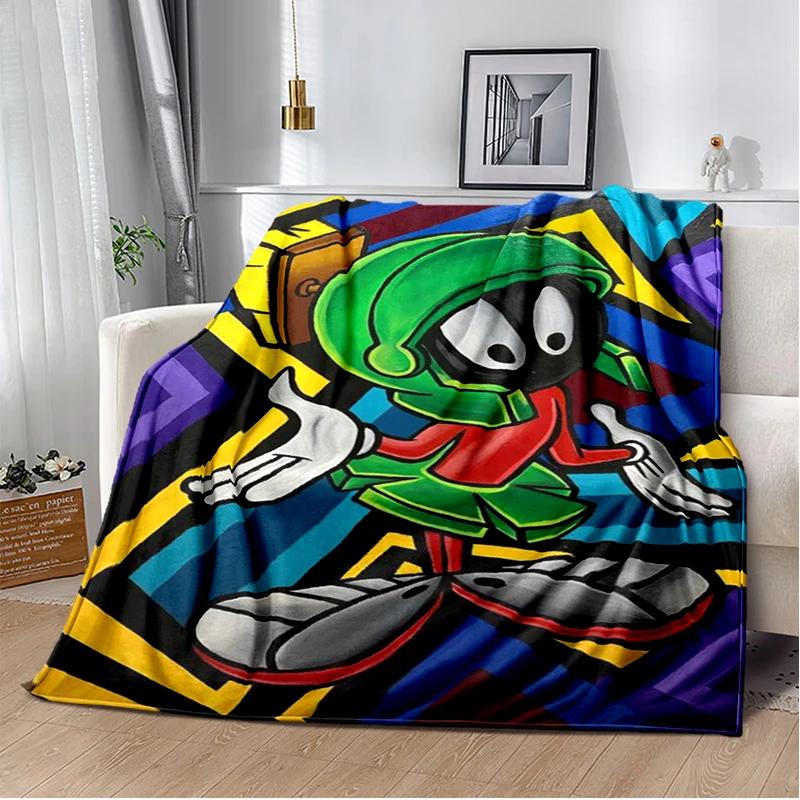 Marvin The Martian Animal Funny Throws Blanket Hiking Picnic Super Soft Quilt Bed Thermal Kawaii Flannel Blanket birthday gift