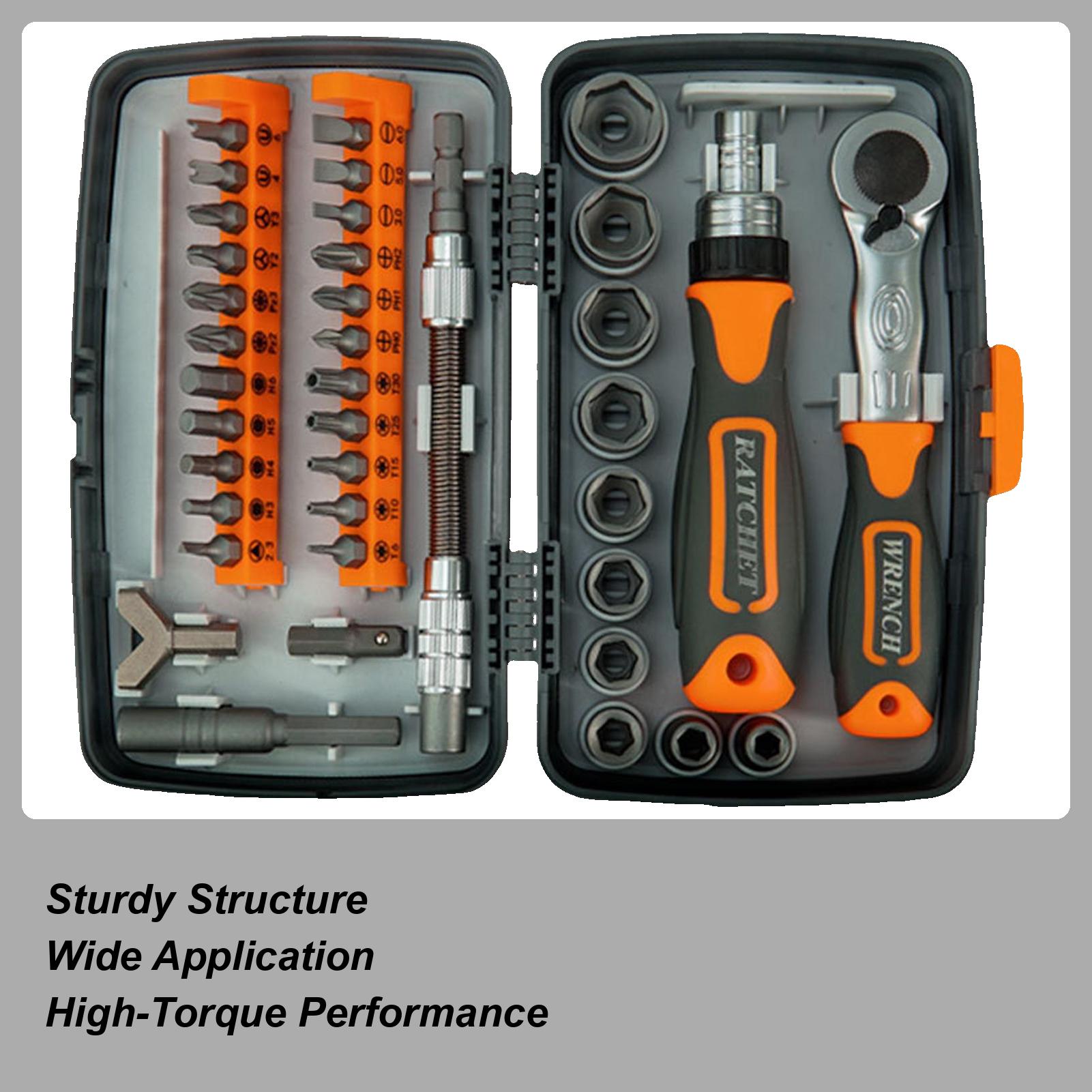 Ratcheting Screwdriver Set 38 In 1 Magnetic Ratchet Screwdriver Non-Slip Precision Tool Wrench Adapter 10 Sockets 22 Bits For China Mainland