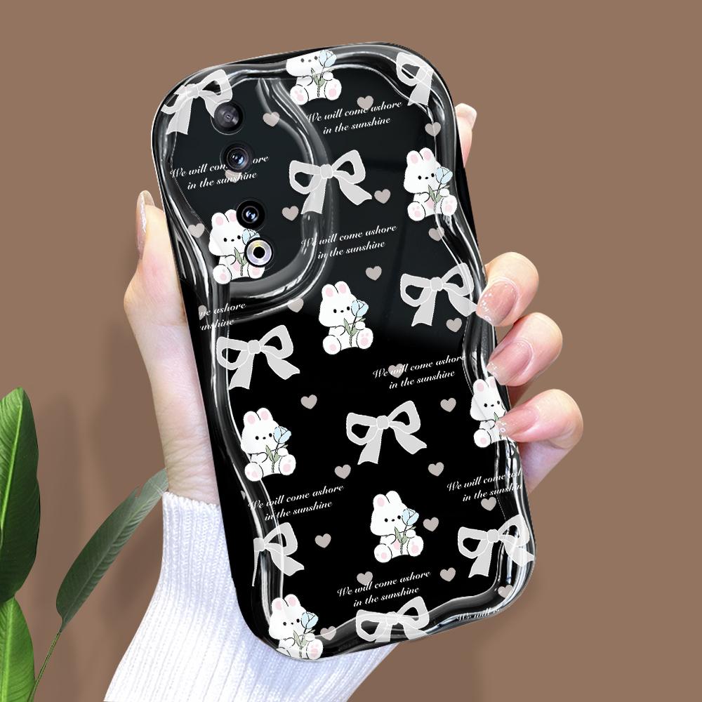 

Милый мультяшный узор, кремовая текстура, мягкий силиконовый чехол с волнистыми краями, чехол для телефона для Huawei Honor Infinix Tecno iPhone Huawei P30 Pro чёрный