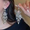 European and American Luxury Irregular Silver Needle Earrings with Rhinestone Inlay