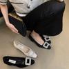 French Thick Heel Square Buckle Rhinestone Single Shoes Women's Shoes 2025 New Spring, Autumn and Winter Evening Temperament Black Commuter Shoes