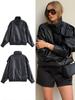 European Style Autumn/Winter Elegant Women's Lychee Pattern Leather Jacket