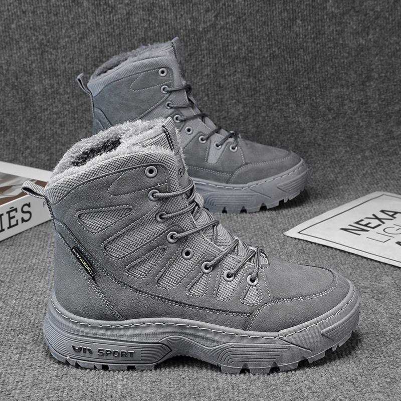 

New Fashion Winter Men s High Top Martin Boots Students Male Boys Trending Soft Sole Work Shoes Labor Protection Martin Sneakers 44 сірий
