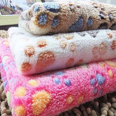 Pet Blanket Soft Comfortable Portable Fleece Paw Bone Printed Cat Dog Bed Cushion for Home