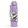 1PC Rock On Hand Gesture Sign Print 750ml Color Plastic Sports Water Bottle Leakproof Flip Straw Lid Suitable for Sports Office Home Use