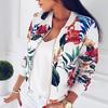Retro Floral Print Casual Zipper Jacket Womens Stylish Coat Outwear Tops