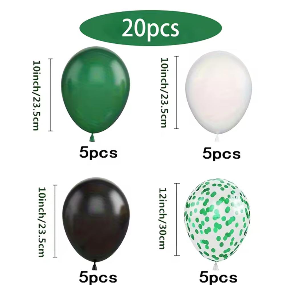 20/49Pcs Mixed Color Decoration Balloons, Green, Black, And White Confetti Balloons Suitable For Celebrations, Themed Birthday