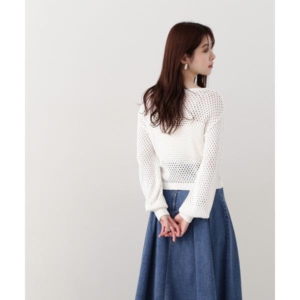 Proportion Body Dressing Sequin Mesh Knit Cream Yellow Women's Sweater,