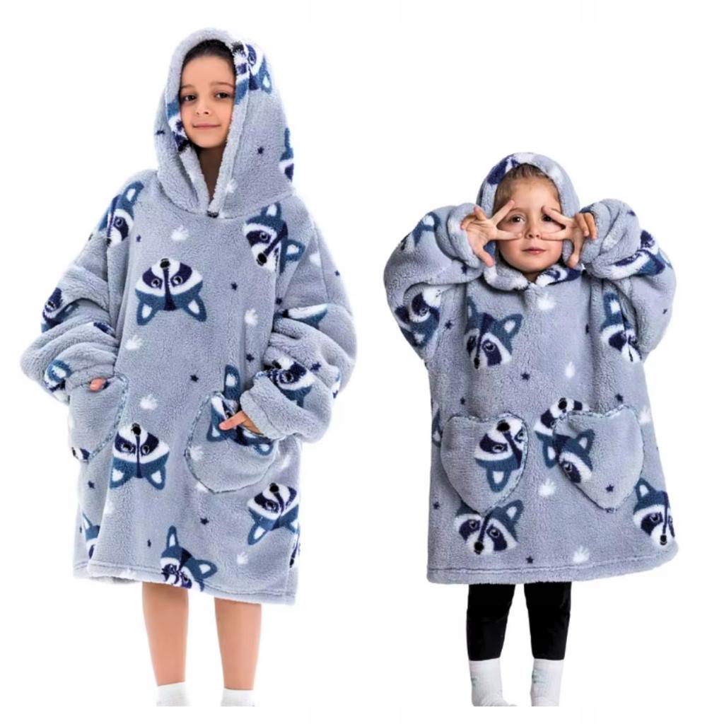 Blanket Sweatshirt Oversize Children's Blanket Sweatshirt 2In1 Raccoon Nativity Scene Pajamas Blanket