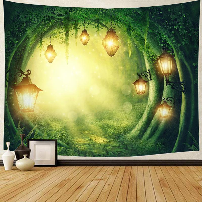 VIKAMA Forest Stream Scenery Tapestry Fresh Green Plant Moss Wall Hanging Art for Bedroom Living Room Dorm Washable Wall Decor