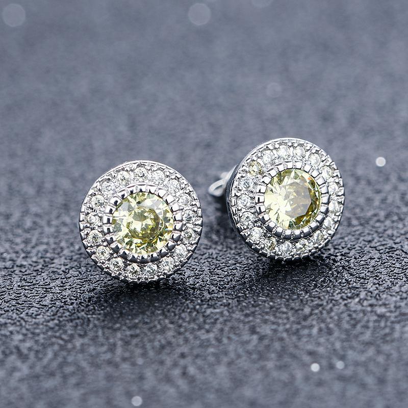 

Роскошные винтажные круглые серьги-пусеты с разноцветным цирконом для женщин, свадебные, с белым цирконом, женские аксессуары