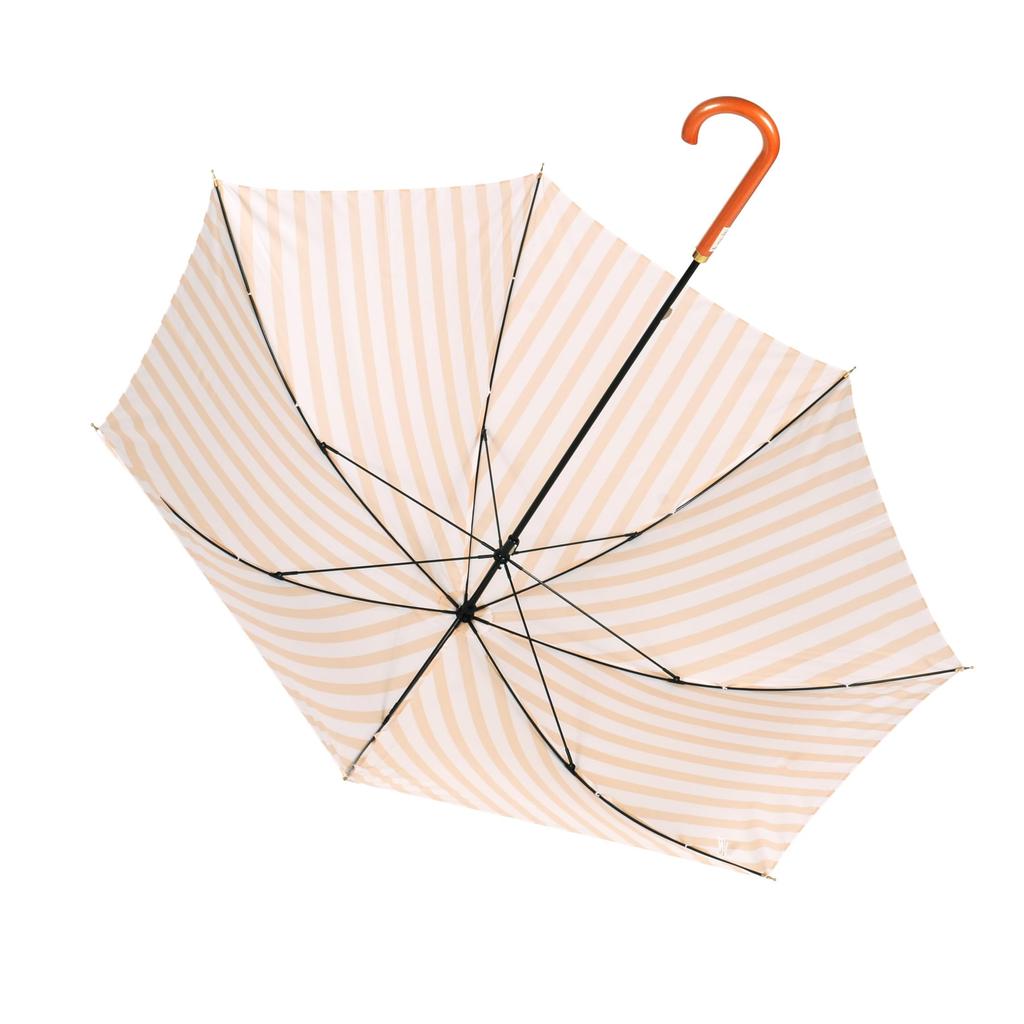 Pluvia Long Rain Striped 58cm [Ultra-lightweight 220g] Women's Umbrella, Umbrella, Beige,