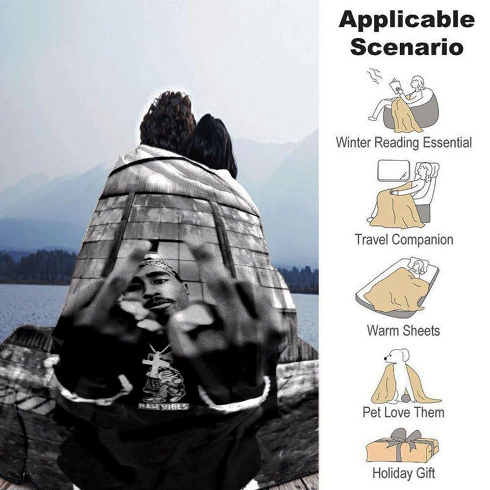 1 Stück 2Pac Hip Hop Decke Weich Leicht Ganzjahres Mehrzweck Überwurf für Sofa, Bett, Büro & Picknicks, Französischer Stil mit Ikonischem Albumcover & Zitaten