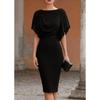 BFCCQB Women's Fashion Summer Spring 1/2 Sleeves Solid Color Print Casual Dresses