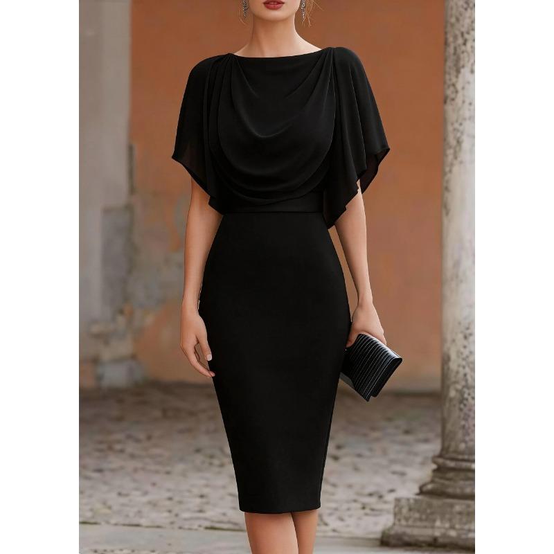 BFCCQB Women's Fashion Summer Spring 1/2 Sleeves Solid Color Print Casual Dresses