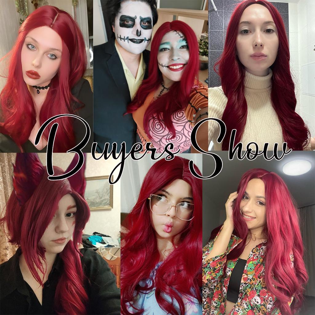 HENRY MARGU Long Dark Red Synthetic Wig Brown To Red Ombre Natural Hair Wig for Women Christmas Wig Cosplaysalon Heat Resistant