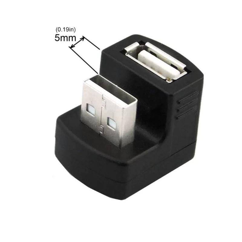 U Shaped Bend USB2.0 Extension Adapter Durability ABS Construction USB2.0 Angled Connectors Highly speed Data Transfer