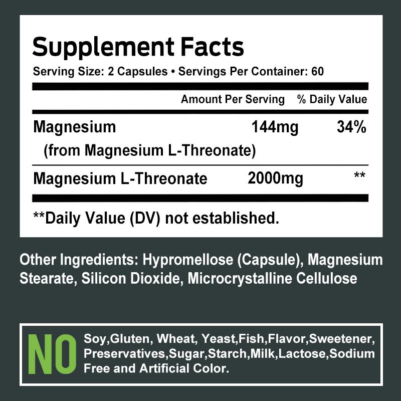 Magnesium-L-Threonat, 2000 mg, 120 Kapseln