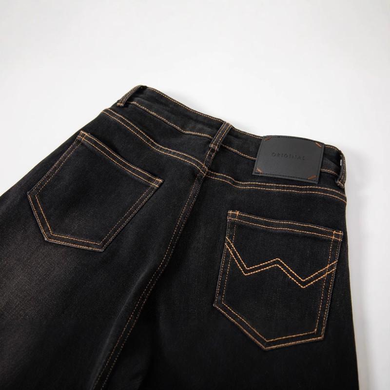 2025 High-Waisted Stretch Slim Fit Cropped Straight Leg Jeans Women Black Denim Pants