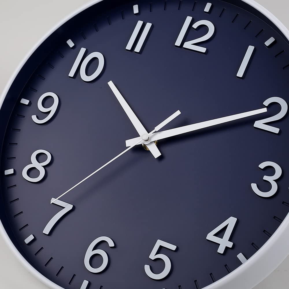 Ceas de perete silențios, albastru marin