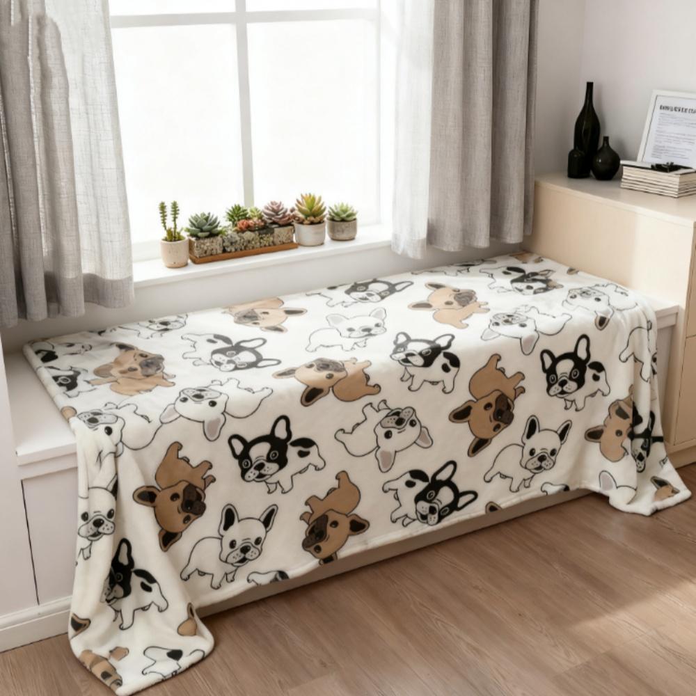 French Bulldog Themed Blanket Soft Ideal For Dog Owners And Pet Lovers Present Flat Print Design Great For All Occasions
