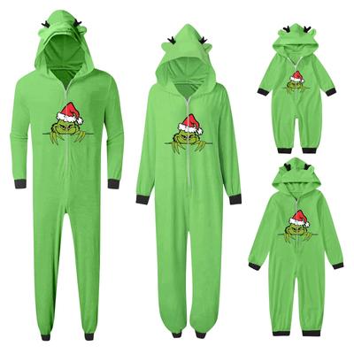 Christmas Printed Family Matching Hooded Long Sleeved Zippered Hooded  Jumpsuit Set