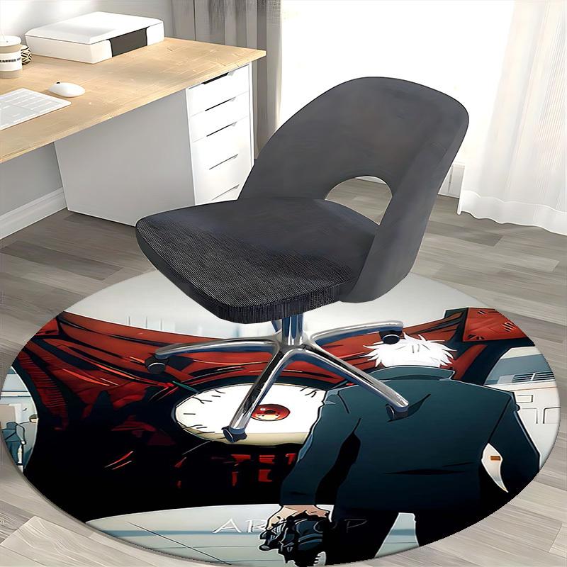 1pc Anime Design Round Carpet - Tokyo Ghoul Theme Chair Mat for Office, Home Decor, Living Room