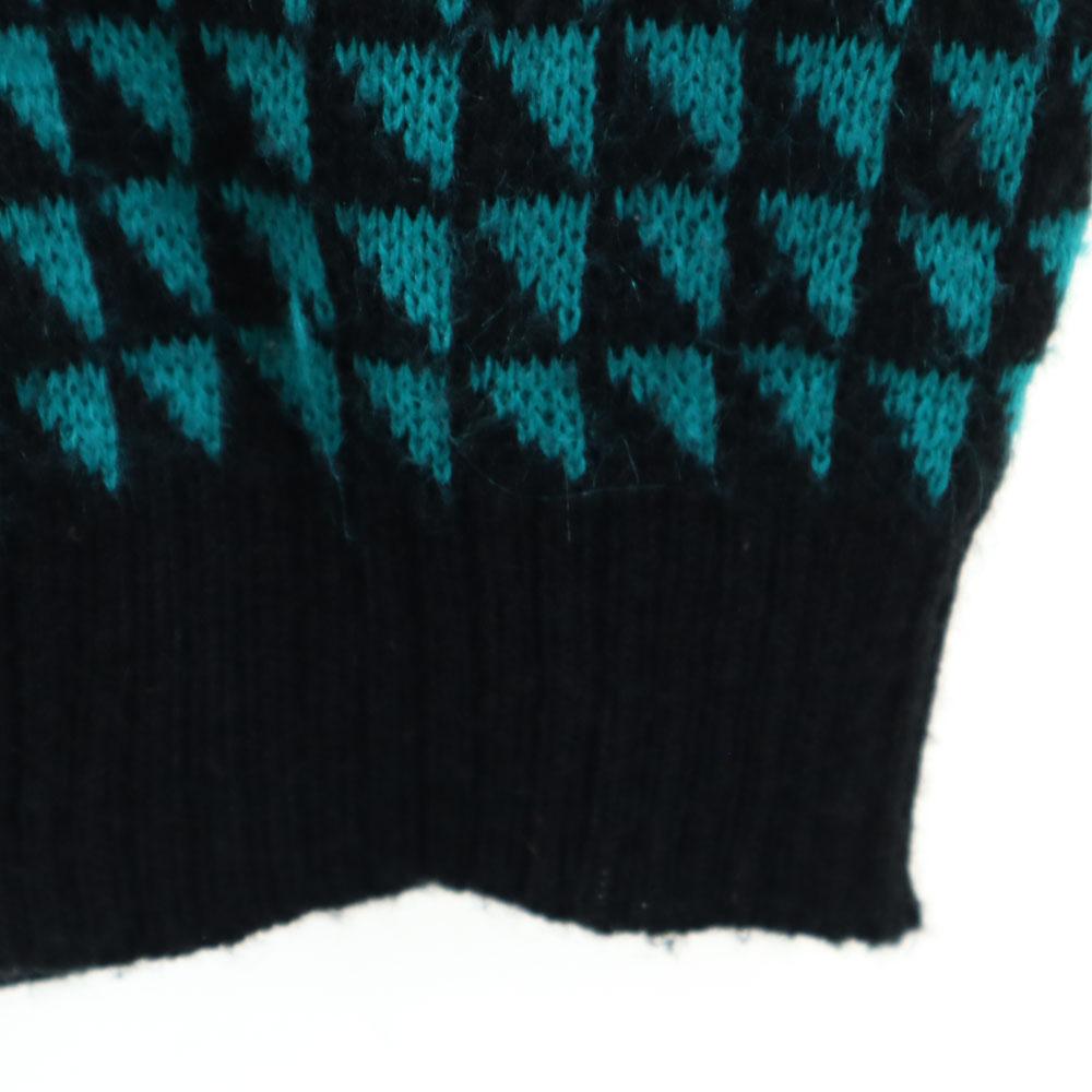 VINTAGE 80s Overall handle Long sleeve sweater Green system knit Men's Used