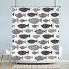 Kids Cartoon Animal Shower Curtain Funny Letters Blue Watercolour Fish Polyester Fabric Washable Shower Curtains Bathroom Decor