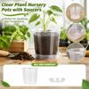 Clear Plastic Plant Pots with Drainage Holes and Saucers - 4, 5, 6, 7 Inch Sizes for Seed Starting and Propagation