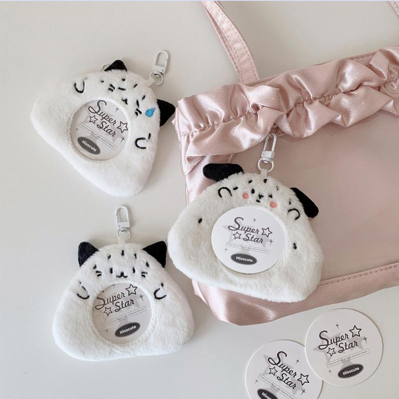 Cute Cartoon Rice Ball Plush Badge Card Holder Round Badge Protective Cover Display Pendant Mini Pain Bag Ornament Card Holder