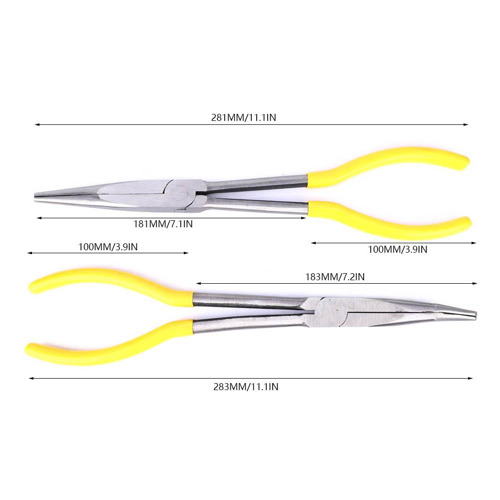 2Pcs 11in Long Nose Pliers Carbon Steel 45 Degrees Bending Workshop Equipment Hand Tool